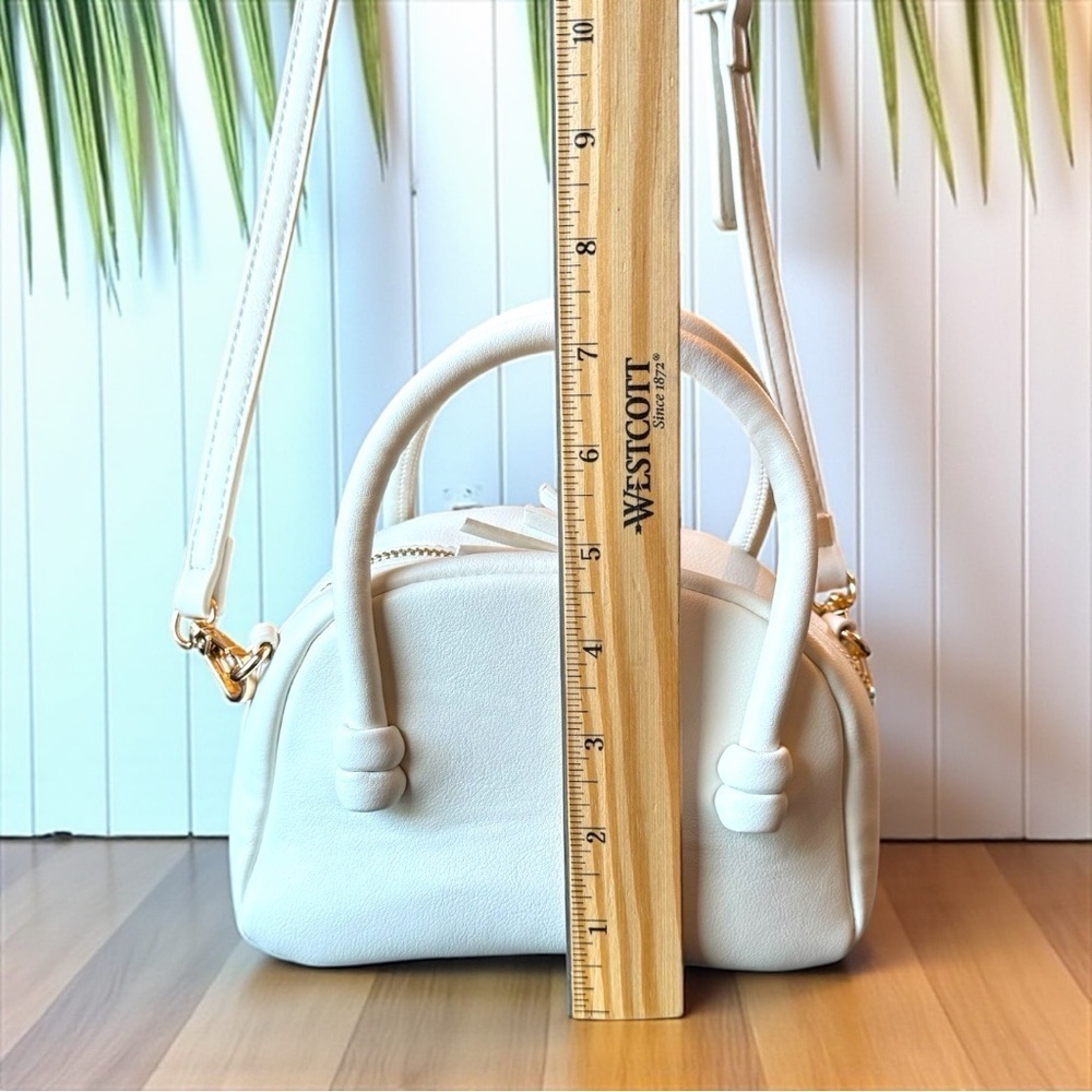 Anthropologie White Mini Top Handle Crossbody Bag – Gold Hardware - Picture 11 of 16